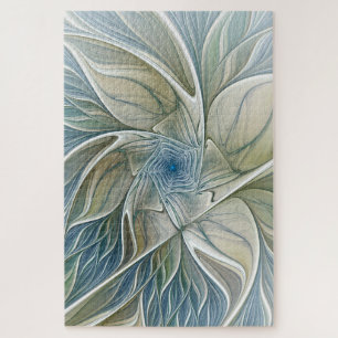 Floral Dream Muster Abstraktes Blue Khaki Fraktal