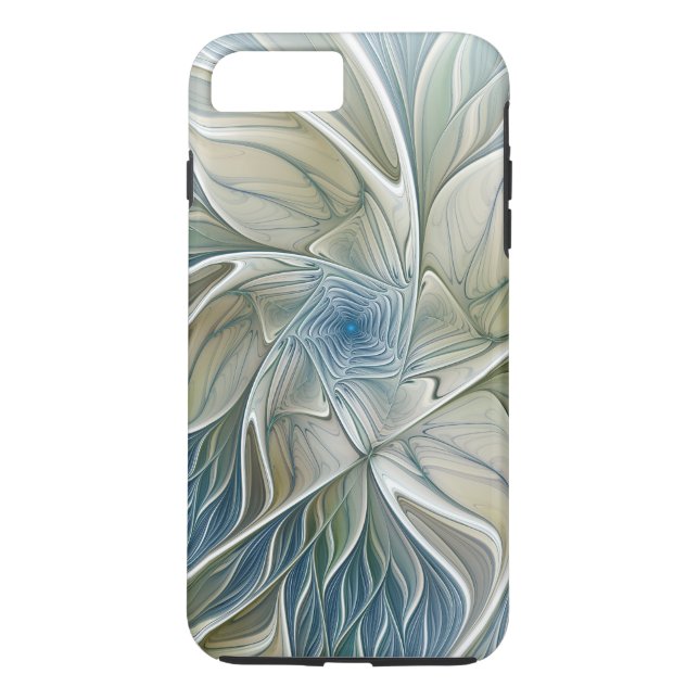Floral Dream Muster Abstraktes Blue Khaki Fraktal Case-Mate iPhone Hülle (Rückseite)