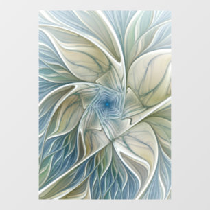 Floral Dream Muster Abstraktes Blue Khaki Fraktal Fensteraufkleber