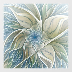 Floral Dream Muster Abstraktes Blue Khaki Fraktal Fensteraufkleber