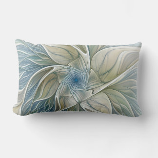 Floral Dream Muster Abstraktes Blue Khaki Fraktal Lendenkissen