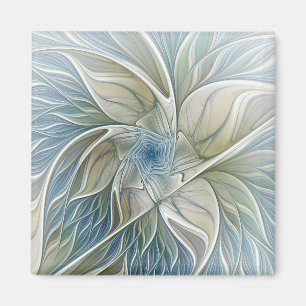 Floral Dream Muster Abstraktes Blue Khaki Fraktal Magnet