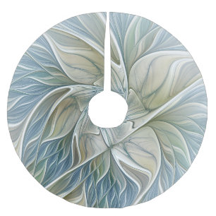 Floral Dream Muster Abstraktes Blue Khaki Fraktal Polyester Weihnachtsbaumdecke