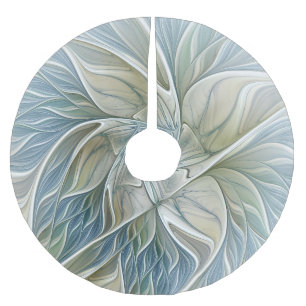 Floral Dream Muster Abstraktes Blue Khaki Fraktal Polyester Weihnachtsbaumdecke