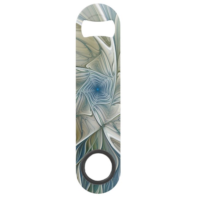 Floral Dream Muster Abstraktes Blue Khaki Fraktal Speed Flaschenöffner (Vorderseite)