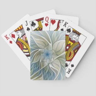 Floral Dream Muster Abstraktes Blue Khaki Fraktal Spielkarten