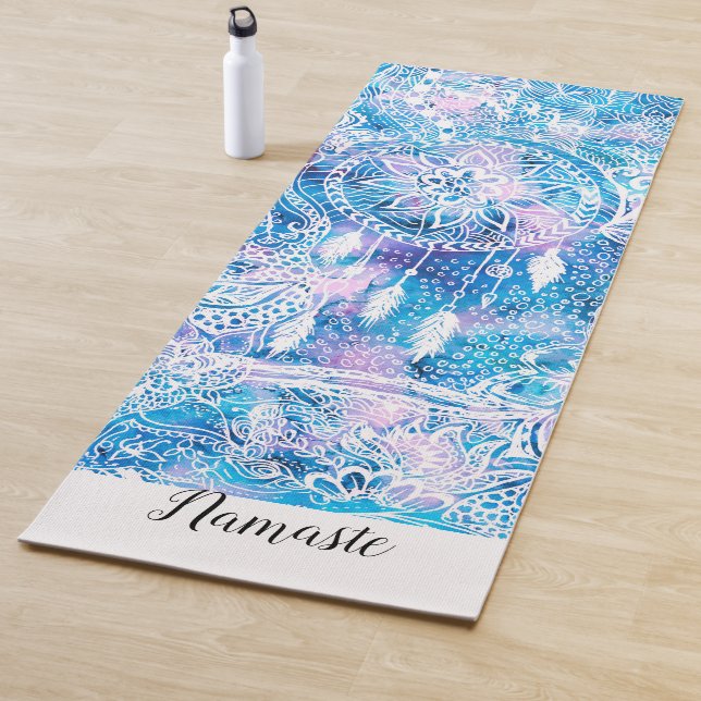 Floral dreamcatcher türkisfarben Aquarell namaste Yogamatte (Beispiel)