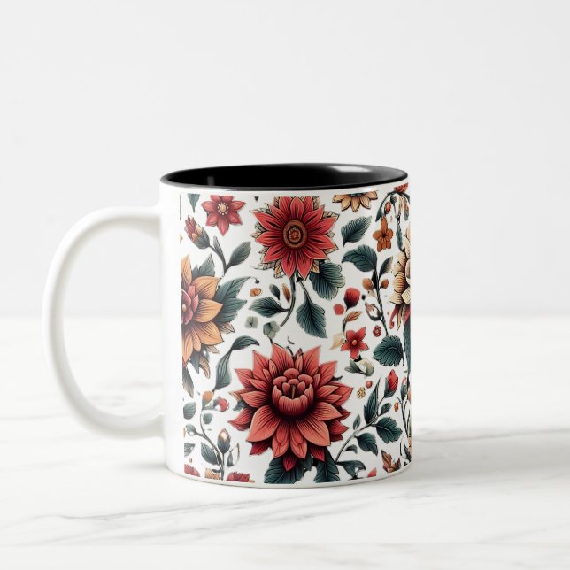 Floral Dsigned Zweifarbige Tasse (Links)