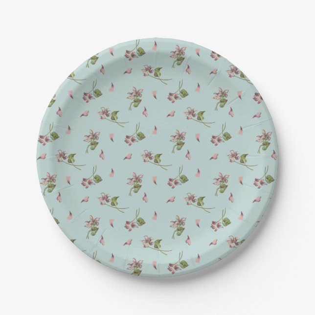 Floral Duck egg Pappteller (Vorderseite)