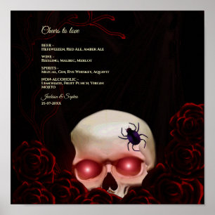 Floral dunkelmoody gothischen Schädel Getränke Men Poster