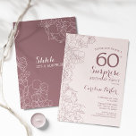 Floral Dusky Pink Überraschung 60. Geburtstagspart Einladung<br><div class="desc">Blumendienst Pink Überraschung 60. Geburtstagsparty Einladung. Minimalistisches boho Design mit botanischen Akzenten und Typografie Script Schriftart. Floral Einladungskarte perfekt für eine stilvolle weibliche Überraschung am Tag feiern. Kann für jedes Alter angepasst werden.</div>