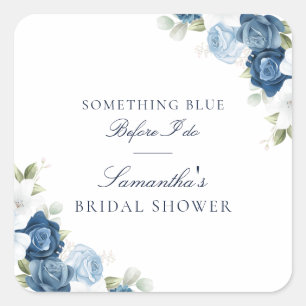 Floral Dusty Blue, bevor ich Skript-Brautparty Quadratischer Aufkleber