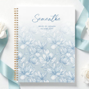 Floral Dusty Blue Blume Moderne Trauzeugin Name Planer