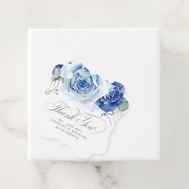 Floral Dusty Blue Boho Wedding Thank You Geschenkanhänger (Beispiel)