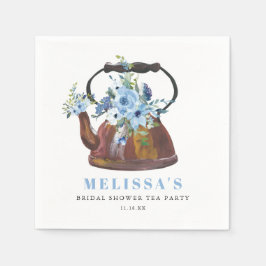 Floral Dusty Blue Brautparty Tee Party Serviette