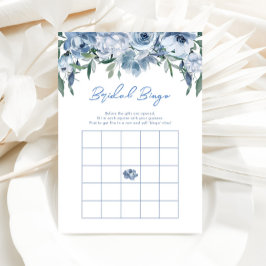 Floral Dusty Blue Bridal Bingo Game Card