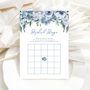 Floral Dusty Blue Bride Bingo Carte de jeu