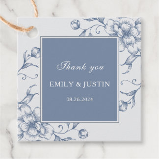 Floral Dusty Blue Elegant Wedding Vielen Dank Geschenkanhänger