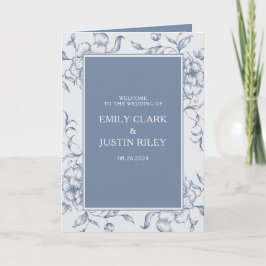 Floral Dusty Blue Elegante Wedding Booklet Programm