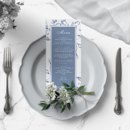 Floral Dusty Blue Elegante Wedding Menükarte