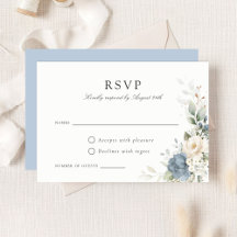 Floral Dusty Blue Greenery Wedding RSVP Card