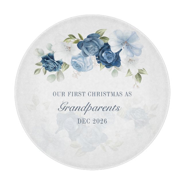 Floral Dusty Blue Großeltern 1. Weihnachten Schneidebrett (Vorderseite)