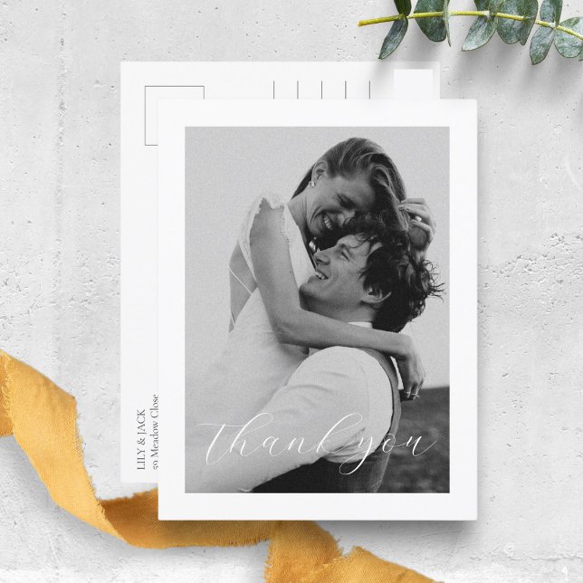 Floral Dusty Blue Hydrangea Wedding Vielen Dank Postkarte (Von Creator hochgeladen)