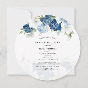 Floral Dusty Blue Probe Dinner Invalide Einladung