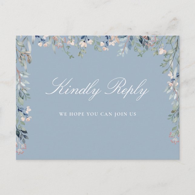 Floral Dusty Blue Song Request UAWG Postcard Einladungspostkarte (Vorderseite)