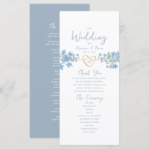 Floral Dusty Blue Wedding Programme