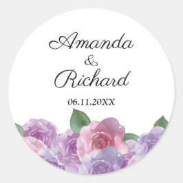 Floral Dusty Pink Lila Hochzeit Runder Aufkleber