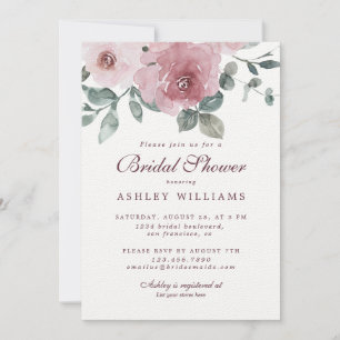 Floral Dusty Pink Rose Brautparty Einladung