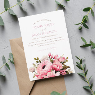 Floral Dusty Pink Wildblume Sommergarten Hochzeit Einladung