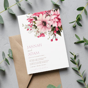 Floral Dusty Pink Wildblume Sommergarten Hochzeit Einladung