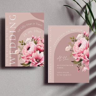 Floral Dusty Pink Wildblume Sommergarten Hochzeit Einladung