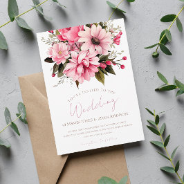 Floral Dusty Pink Wildblume Sommergarten Hochzeit Feiertagskarte