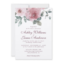 Floral Dusty Rose Burgundy Wedding Einladung