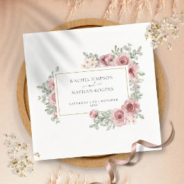 Floral Dusty Rose Eleganter Goldrahmen Serviette