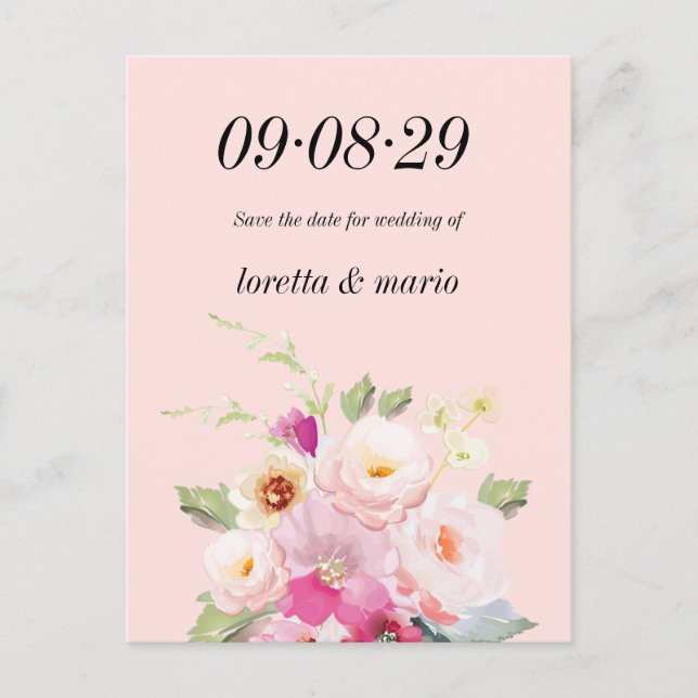 Floral Dusty Rose Enregistrer la date Invitation (Devant)