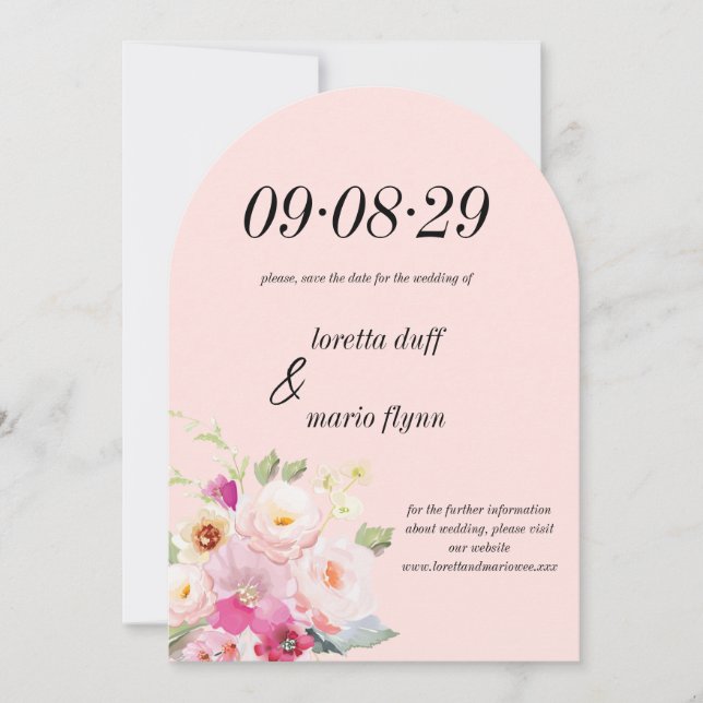 Floral Dusty Rose Save the Date Einladung (Vorderseite)