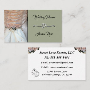 Floral Dusty Sage Wedding planner Carte de visite