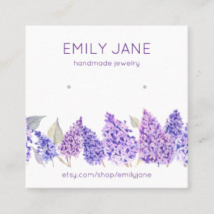 Floral Earring Jewelry Card Aquarellfarben Lilacs Telefonnummerkarte