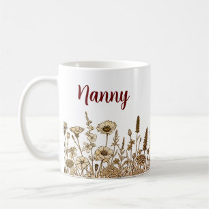 Floral Earth Tones NANNY PERSONNALISER Design Mug