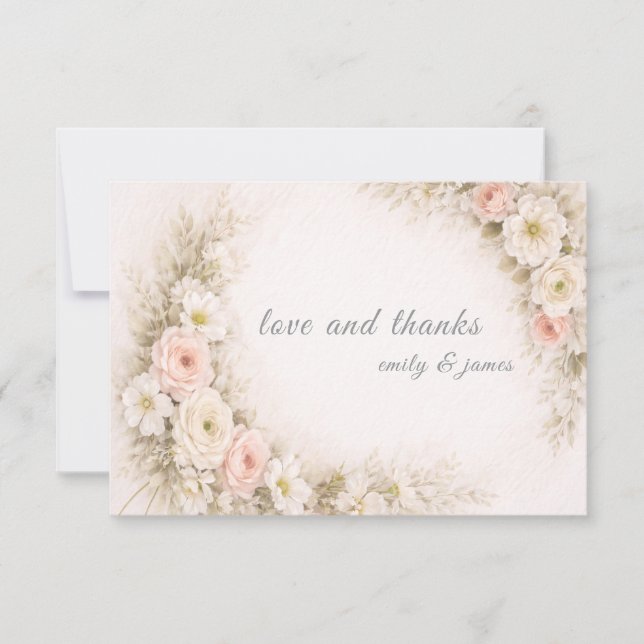 Floral Editorial Bouquet save the date cards Dankeskarte (Vorderseite)