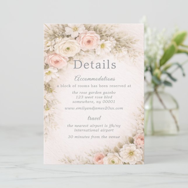 Floral Editorial Bouquet Wedding Details Einladung (Stehend Vorderseite)