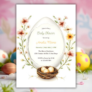 Floral Egg Osterbaby Dusche Einladung