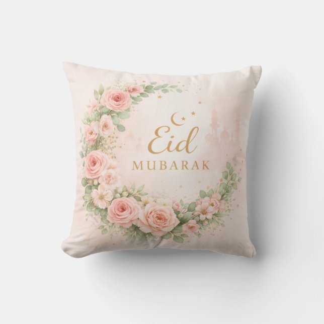 Floral Eid Mubarak – Blush Pink Islamic Gift f Kissen (Vorderseite)