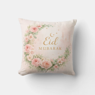 Floral Eid Mubarak – Blush Pink Islamisches Gesche Kissen