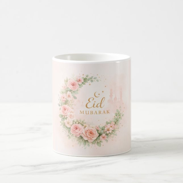 Floral Eid Mubarak Mug – Blush Pink Islamic Gift f Kaffeetasse (Mittel)
