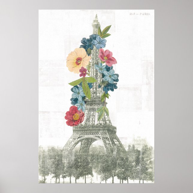 Floral Eiffelturm | Paris, Frankreich Poster (Vorne)